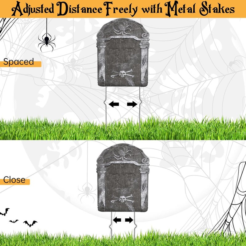 ZYP 30PCS Halloween Metal Stakes,Heavy Duty 15.75''Tombstone Stakes,Foam Graveyard Sign Holders,Metal Stakes for Halloween Tombstone Yard Lawn Decorations - Image 4